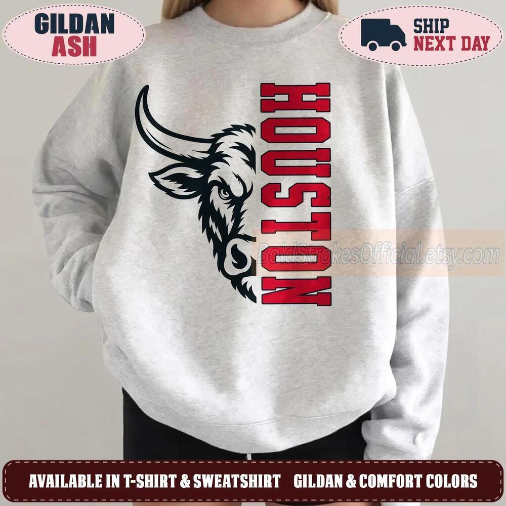 Houston Game Day 90s Retro Mascot Oversized Sweatshirt Htx159